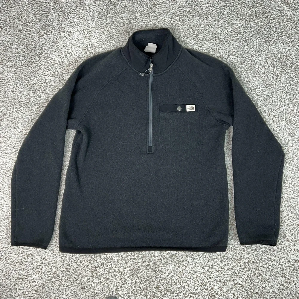 North Face Sweater Mens Medium Black Quarter Zip Pullover‎ Gordon Lyons 1/4 Gorp